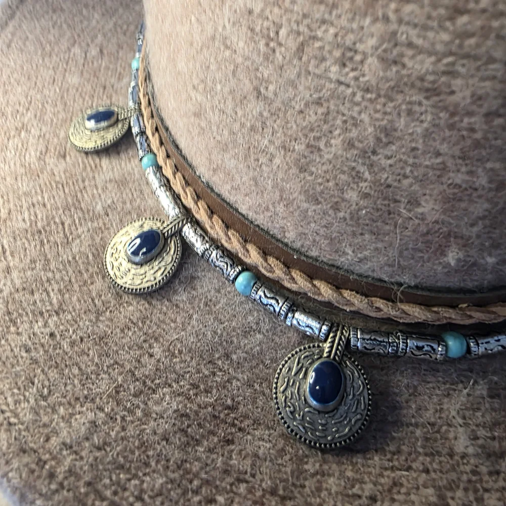 ALTAR'D STATE Tan Wool Hat with Beaded Band (One Size) - Picture 3 of 10